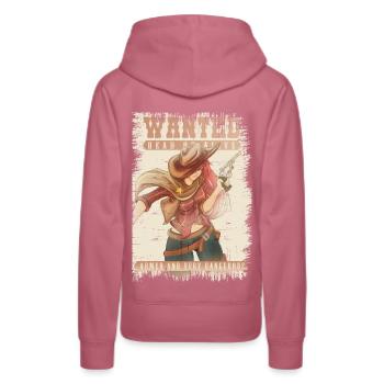 Poster Ricercato Wanted Dead or Alive ragazza - Women’s Premium Organic Hoodie - mauve - Back - Isabella (175cm)