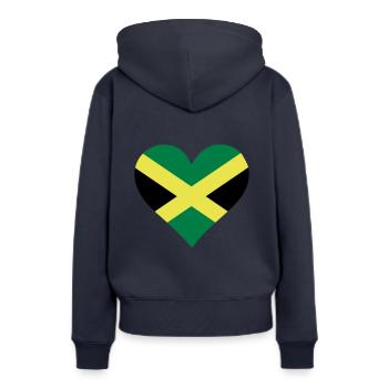 Un coeur pour la Jamaïque - Sweat à capuche Premium bio Femme - bleu marine - Dos - Julia (174cm)