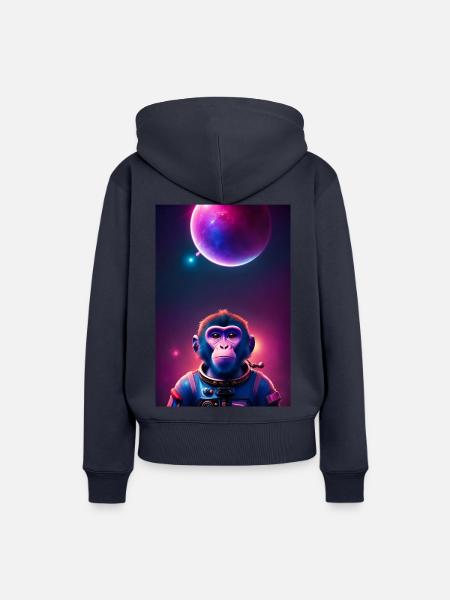 Space Monkey Grafik - Cooler Synthwave-Astronaut - Frauen Premium Bio Hoodie - Navy