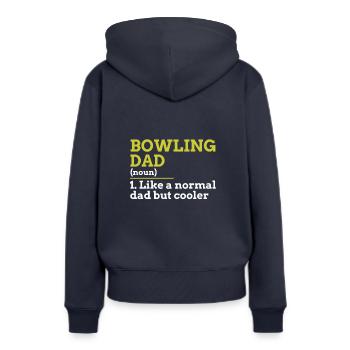 Papa Bowling - Sweat à capuche Premium bio Femme - bleu marine - Dos - Julia (174cm)