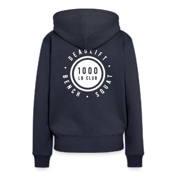 1000 Pfund Pfund Club Power Lifter Bodybuilder - Frauen Premium Bio Hoodie - Navy - Hinten - Julia (174cm)
