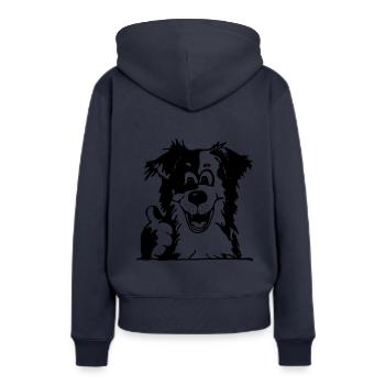 Comic - Tous Aussie! - Sweat à capuche Premium bio Femme - bleu marine - Dos - Julia (174cm)