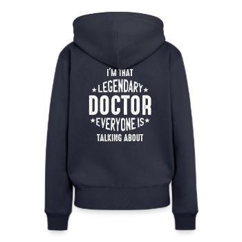 Le légendaire Docteur Doc Cite un cadeau - Sweat à capuche Premium bio Femme - bleu marine - Dos - Julia (174cm)