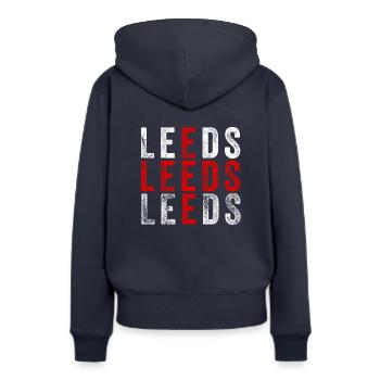 | de conception de Leeds | graphique du drapeau de Leeds England Royaume-Uni - Sweat à capuche Premium bio Femme - bleu marine - Dos - Julia (174cm)