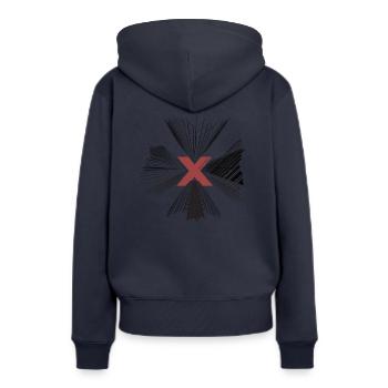 Gratte-ciel, Hochhaus, Horizon, New York - Sweat à capuche Premium bio Femme - bleu marine - Dos - Julia (174cm)