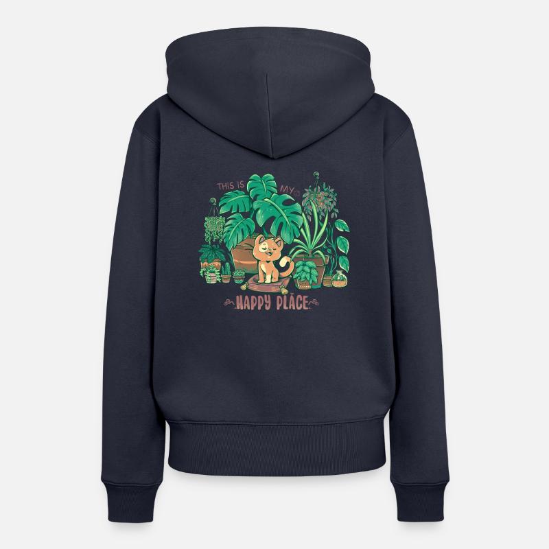 Dans mon Happy Place - Sweat à capuche Premium bio Femme - bleu marine