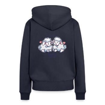 Les brebis sont ma personne préférée - Sweat à capuche Premium bio Femme - bleu marine - Dos - Julia (174cm)