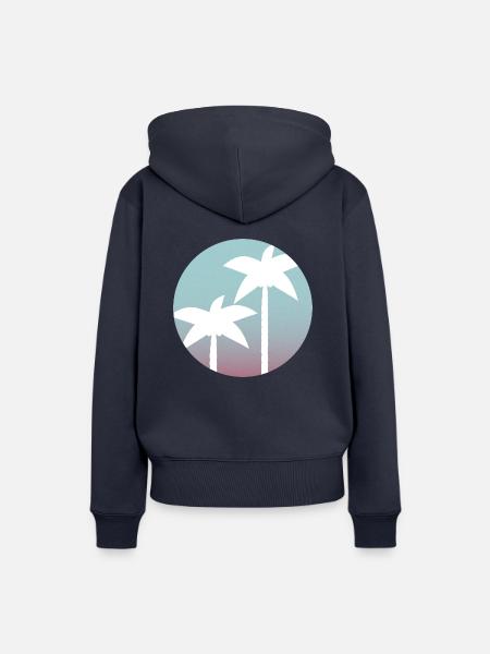 Palmen im Sonnenuntergang - Frauen Premium Bio Hoodie - Navy