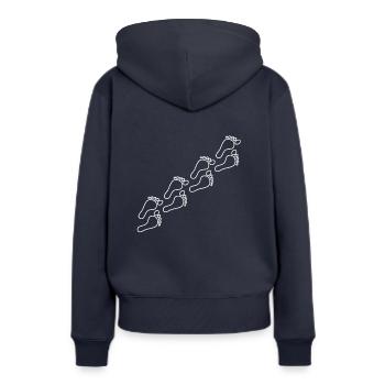 Weisse Fußabdrücke - Frauen Premium Bio Hoodie - Navy - Hinten - Julia (174cm)