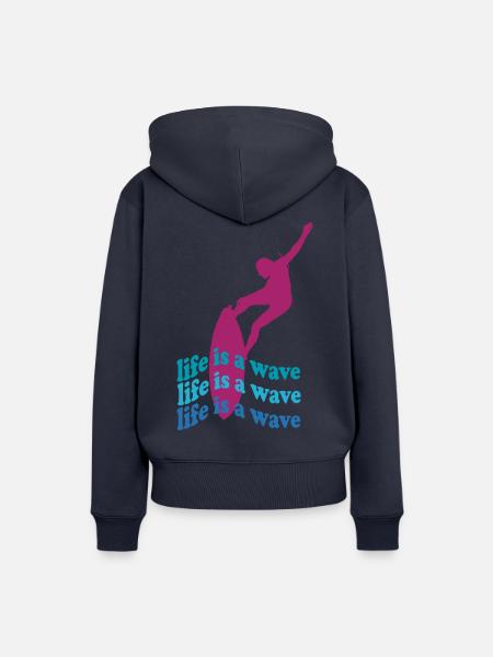 wave - Frauen Premium Bio Hoodie - Navy