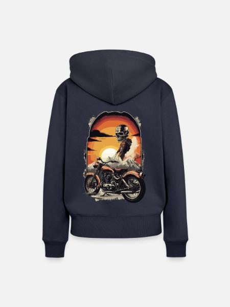 Retro Motorrad - Frauen Premium Bio Hoodie - Navy