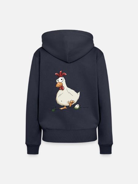 lustiges Huhn mit Ei Landwirt Hühner Geschenk - Frauen Premium Bio Hoodie - Navy