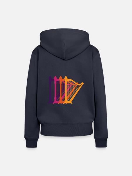 Retro Harfe Instrument - Frauen Premium Bio Hoodie - Navy