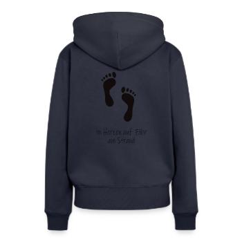 Im Herzen auf Föhr - Frauen Premium Bio Hoodie - Navy - Hinten - Julia (174cm)