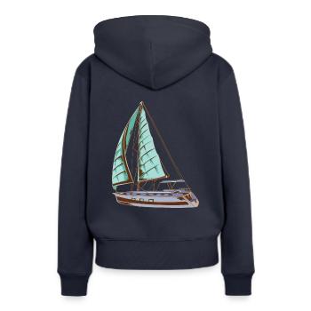 Voilier bateau bateau voilier voilier eau rosé cadeau - Sweat à capuche Premium bio Femme - bleu marine - Dos - Julia (174cm)