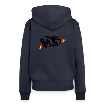 Roots Reggae Rasta - Sweat à capuche Premium bio Femme - bleu marine - Dos - Julia (174cm)