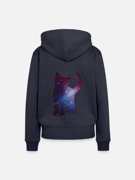 Katze Kitten Silhouette Space Cat Weltall Geschenk - Frauen Premium Bio Hoodie - Navy