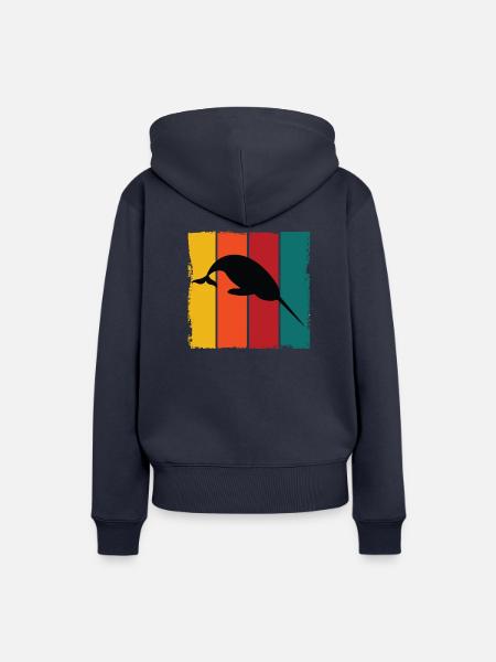 Retro Narwal Shirt - Frauen Premium Bio Hoodie - Navy