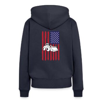 USA Chargeuse sur pneus Amérique - Sweat à capuche Premium bio Femme - bleu marine - Dos - Julia (174cm)