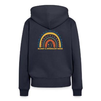 Allergie & Immunologie Krankenschwester Regenbogen - Frauen Premium Bio Hoodie - Navy - Hinten - Julia (174cm)