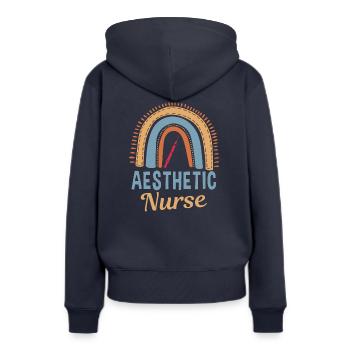 Ästhetische Krankenschwester Regenbogen - Frauen Premium Bio Hoodie - Navy - Hinten - Julia (174cm)