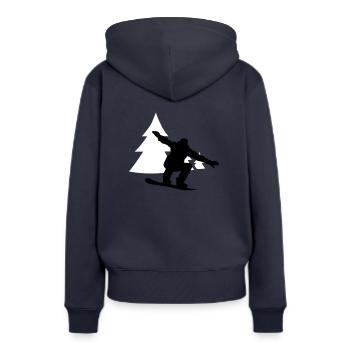 snowboarder trees - Sweat à capuche Premium bio Femme - bleu marine - Dos - Julia (174cm)