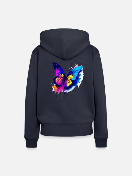 Schmetterlings-Farbspritzer - Frauen Premium Bio Hoodie - Navy