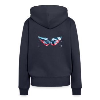 Angelwings,Wings,Aquarelle,Coloré,Angel Wings - Sweat à capuche Premium bio Femme - bleu marine - Dos - Julia (174cm)