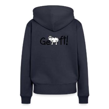 Fait! - Sweat à capuche Premium bio Femme - bleu marine - Dos - Julia (174cm)