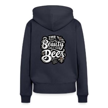 Beauty and the Bees in schwarz/weiß - Frauen Premium Bio Hoodie - Navy - Hinten - Julia (174cm)