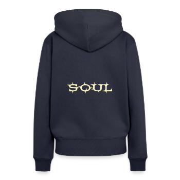 âme - Sweat à capuche Premium bio Femme - bleu marine - Dos - Julia (174cm)