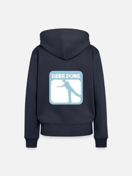 Logo Bier Pong Spieler - Frauen Premium Bio Hoodie - Navy