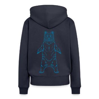 ours brun - Sweat à capuche Premium bio Femme - bleu marine - Dos - Julia (174cm)