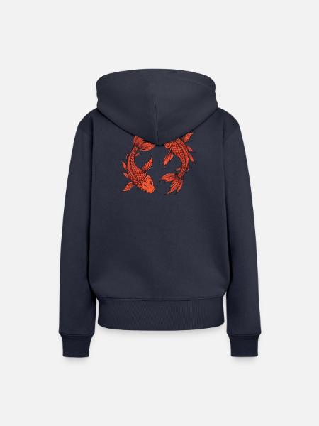 Rote Karpfen – Asiatischer Wassertraum - Frauen Premium Bio Hoodie - Navy