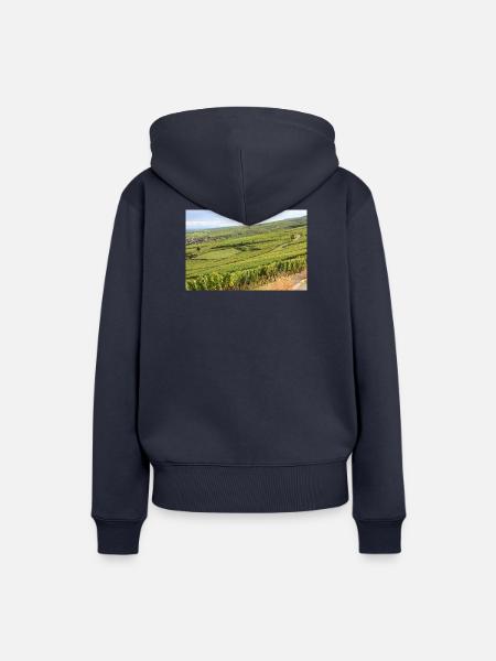 Weinfelder Weinberge Elsass Frankreich Poster - Frauen Premium Bio Hoodie - Navy