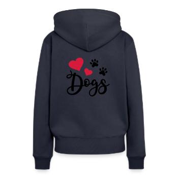 Chien Patte Patte de chien amoureux des chiens - Sweat à capuche Premium bio Femme - bleu marine - Dos - Julia (174cm)
