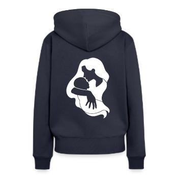 Silhouette enfant mère - Sweat à capuche Premium bio Femme - bleu marine - Dos - Julia (174cm)