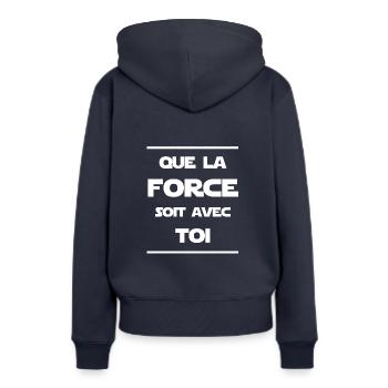 Que la force soit avec toi - Sweat à capuche Premium bio Femme - bleu marine - Dos - Julia (174cm)