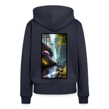 Die 4 Jahreszeiten: Frühling - Frauen Premium Bio Hoodie - Navy - Hinten - Julia (174cm)