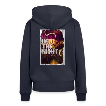 Into the night - Frauen Premium Bio Hoodie - Navy - Hinten - Julia (174cm)