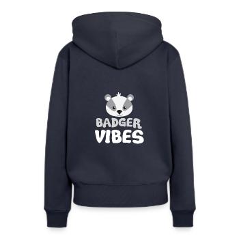 Dachs Stimmung - Frauen Premium Bio Hoodie - Navy - Hinten - Julia (174cm)