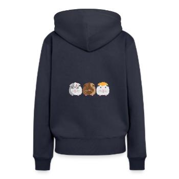 Trois petits cochons d'Inde - Sweat à capuche Premium bio Femme - bleu marine - Dos - Julia (174cm)