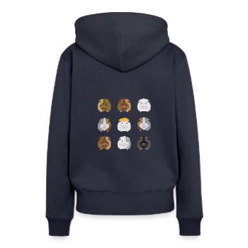 Neuf visages de cobayes - Sweat à capuche Premium bio Femme - bleu marine - Dos - Julia (174cm)