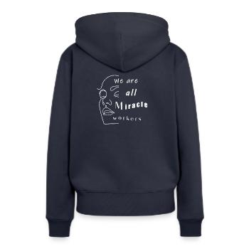 Positiv denken - Frauen Premium Bio Hoodie - Navy - Hinten - Julia (174cm)