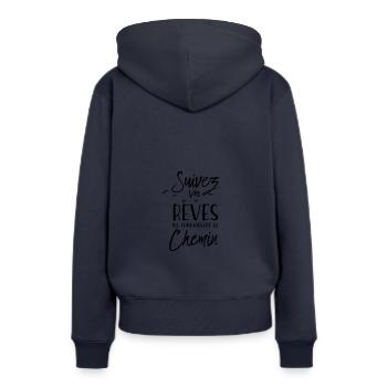 Folge deinen Träumen, sie kennen den Weg - Frauen Premium Bio Hoodie - Navy - Hinten - Julia (174cm)