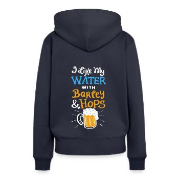 Ich mag mein Wasser mit Gerste & Hopfen-Geschenk - Frauen Premium Bio Hoodie - Navy - Hinten - Julia (174cm)