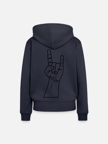 Rocker rock hard rock rocker greeting metal hand finger - Women’s Premium Organic Hoodie - navy