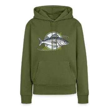 Zander Angeln Raubfisch - Frauen Premium Bio Hoodie - Khaki - Vorne - Julia (174cm)