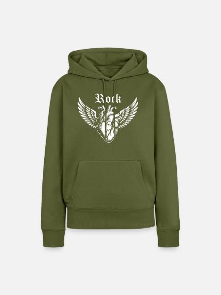 Fels Herz - Frauen Premium Bio Hoodie - Khaki
