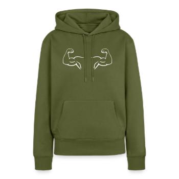 Biceps 2 - Sweat à capuche Premium bio Femme - kaki - Devant - Julia (174cm)